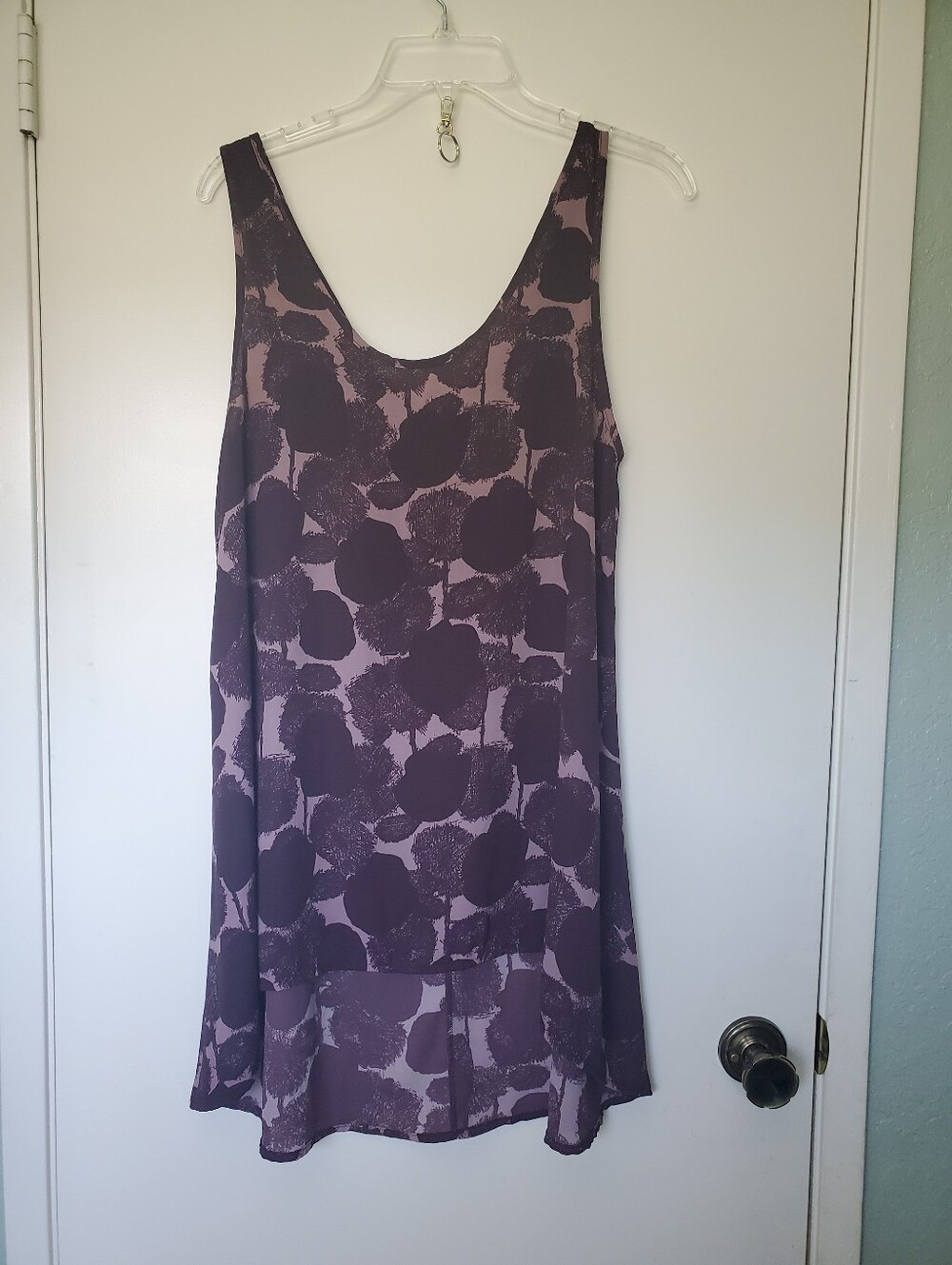 Painted Thresds Womans Puplish Brown Botanical Print Sheer Tank Top Sz S Forest